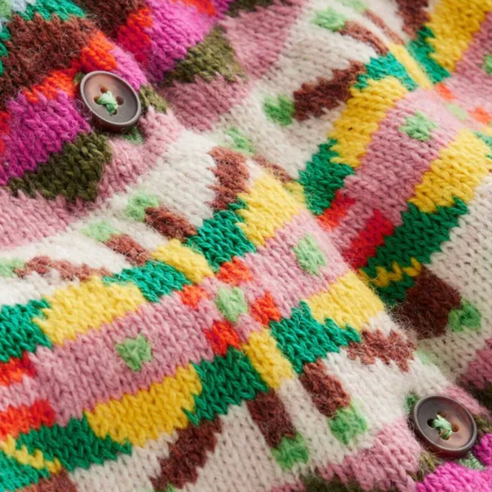 Boden Green Fair Isle Button-Front Cardigan - Picture 7 of 8